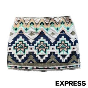 NWT EXPRESS Aztec Sequin Mini Skirt - SZ MED